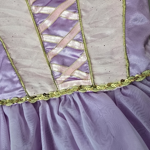 Disney Rapunzel Purple And Gold Dress With Necklace - Picture 6 of 7